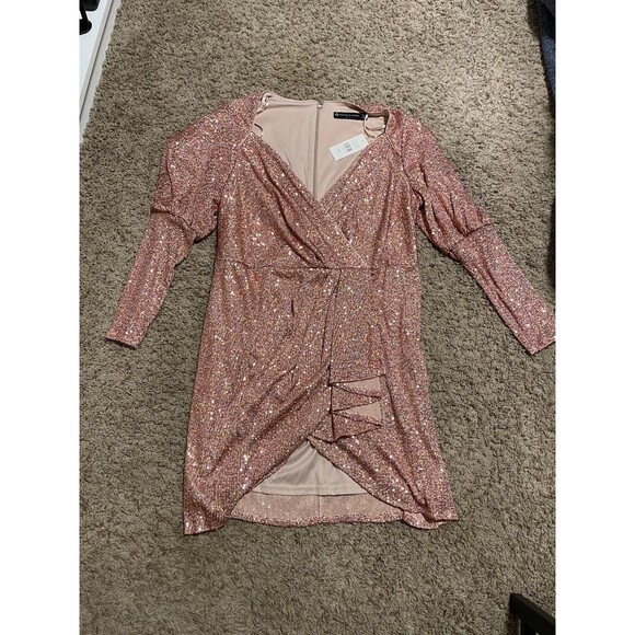 NWT Fashion to Figure Pink Sequined Long Sleeve Dress Size 1X - Picture 1 of 6
